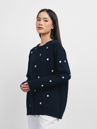 THENBLANK | Dotted Sweater | Navy