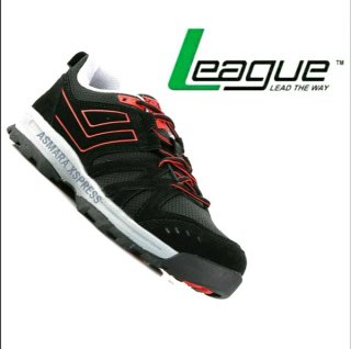 League Original Raung LA Sepatu Outdoor - Black High Risk Red Lime Sto