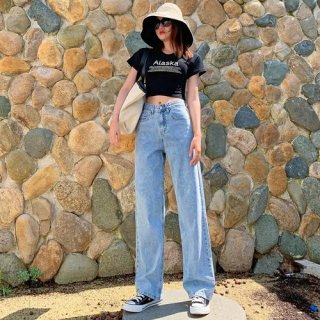 Highwaist Loose Kulot Jeans Model Korea - Celana Wanita Boyfriend Mode - lihgaquwaist, 27