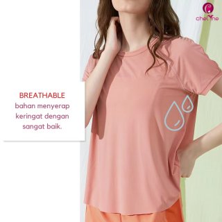 Chelyne Atasan Sport Wanita T1044 T-shirt Model Layer Belakang Baju Olahraga Premium