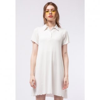 18. COLORBOX A-Line Mini Dress With Polo Collar Off White
