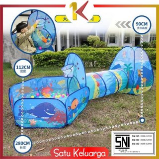 24. SK-M6 Mainan Tenda Anak Terowongan 4 in 1 + Kolam + Ring Basket