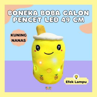 Boneka Boba Viral Bubble Milk Tea JUMBO LED Pencet Boba Galon 49 cm LED