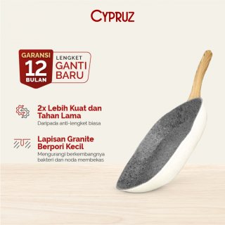 Cypruz Wajan Panggangan Tebal Anti Lengket Grill Pan White Granite Series