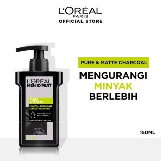 18. L'Oreal Paris Men Expert Pure & Matte Charcoal Liquid Soap, Atasi Minyak Berlebih