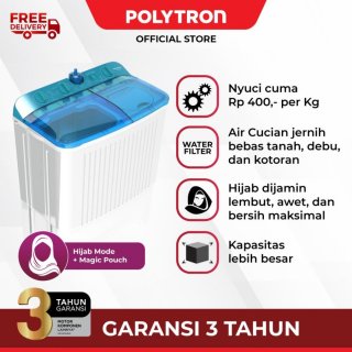 POLYTRON Mesin Cuci 2 Tabung Primadona Samba 7 Kg PWM 7072