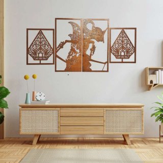 Hiasan dinding kayu motif wayang