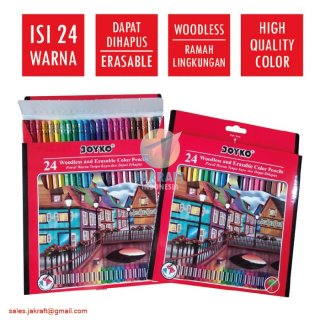 Pensil Warna 24 Warna Panjang Bisa Dihapus JOYKO CP-115 Erasable