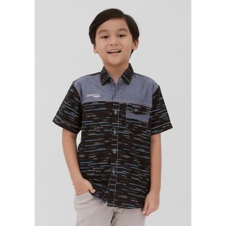 27. Woffi Kemeja Anak Laki-laki - Original Denim Co Shirt Black, Bikin Gaya Anak Makin Fashionable
