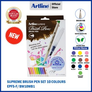 16. ARTLINE Spidol Supreme Brush Pen SET 10 Colours EPFS-F/BW10WB1