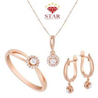 23. Set Perhiasan Liontin Anting Cincin - Star Jewellery