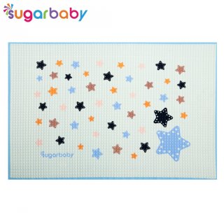 3. Sugar Baby Organic Healthy Cot Sheet Blue Star Cocok untuk Alas Ganti Popok