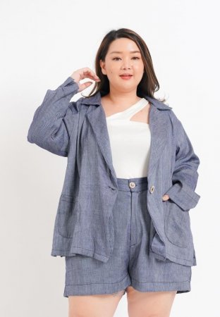 Xtramiles Plus Size Blazer Set Eun Ji Denim