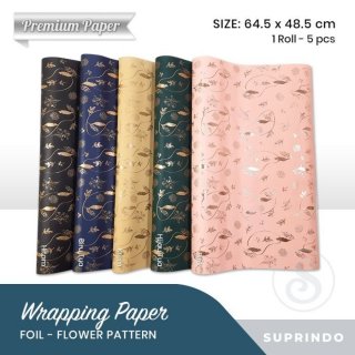 Wrapping Paper Foil Flower Pattern (5 Lembar)
