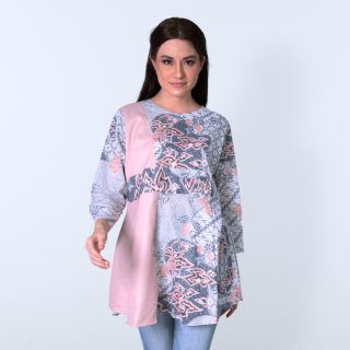 BATIK TRUSMI Blouse Batik Wanita Mega Mendung Motif Kombinasi Pastel