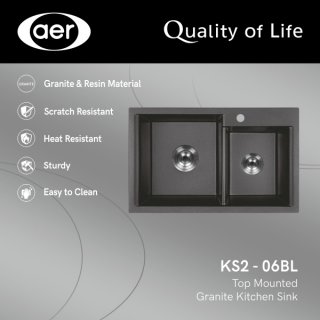 23. AER Granite Kitchen Sink - Bak Cuci Piring Granit KS2-06BL