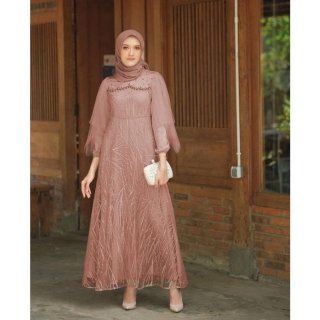 Karyaku Batik - Luna Dress Gamis  Brukat Modern