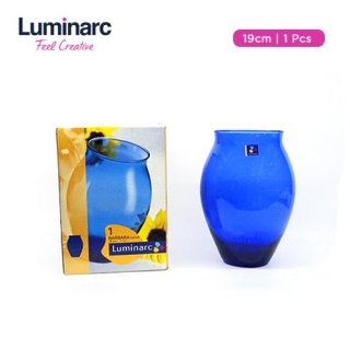 6. Luminarc Vas Bunga Barbara Biru 19cm, Bisa dipajang di Ruang Tamu