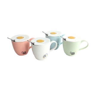 22. Cindy Mug Keramik Breakfast Tutup Telur Mata Sapi dan Sendok - CRM0297