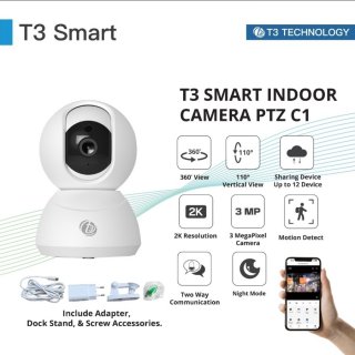 T3 Smart PTZ IP Camera Indoor Wifi 3MP Rotasi 360° 2K Smart Life Tuya