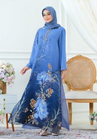 Mosleem Long Dress BlueWith Detail Payet By Brilliant Girl