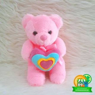 17. Boneka Beruang Little Teddy Bear 10 Love Pink Pelangi Bn000868