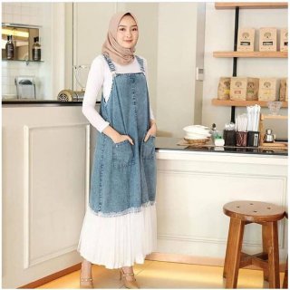 Mozy Overall - Baju Muslim Terbaru Dan Trendy Mozy Overall Bahan Jeans Mix Tile
