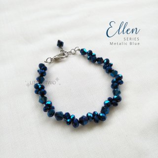 14. LITTLE TWO Gelang Kristal Ceko - Ellen Metalic Blue, Gelang Menawan untuk Wanita Istimewa