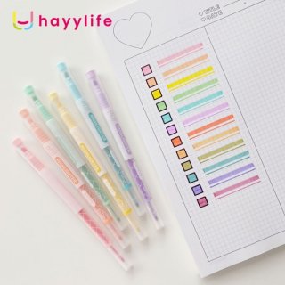 Hayylife 6 Pcs Spidol 2 Sisi Tebal dan Tipis Warna Stabilo Highlighter