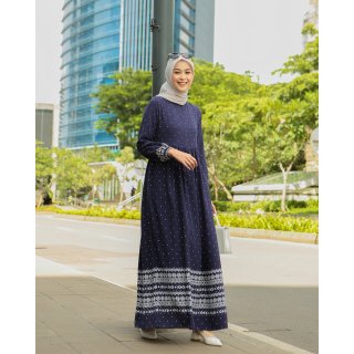 15. Le Khari Dress Nadra Gamis, Pakaian Berbahan Rayon yang Cocok untuk Homedress
