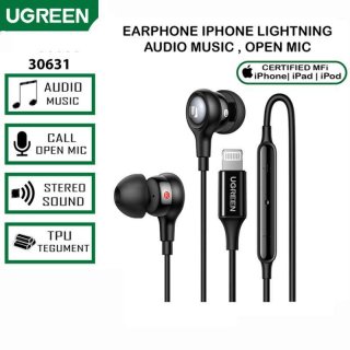 Ugreen Headset Lightning i Phone MFi Handsfree Earphone Stereo Mic 30631