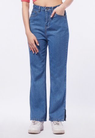 COLORBOX Straight Fit Jeans with Side Slit Details Lt. Blue