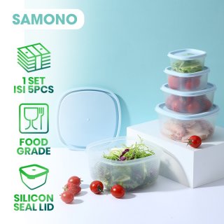 16. Samono 5pcs Kotak Makan Plastik, Praktis Simpan Makanan di Kulkas