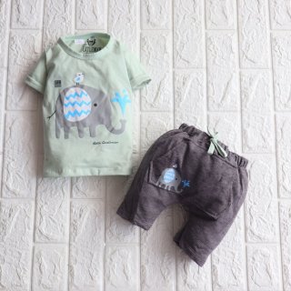 Setelan Baju Bayi 3-12 Bulan / Baju Anak Laki-laki /Baju Little Gentleman Motif Gajah IA3