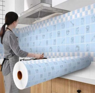 Wallpaper Dapur Motif Peralatan Makan
