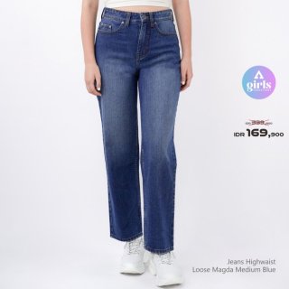Aerostreet Jeans Highwaist Loose Magda Medium Blue 1F000