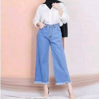 Kulot Wanita Jeans Rumbai / Celana Panjang Wanita Korea Style