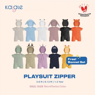 11. Kalale Playsuit Zipper Anak , Gratis Bone Set Karakter  Hewan Lucu