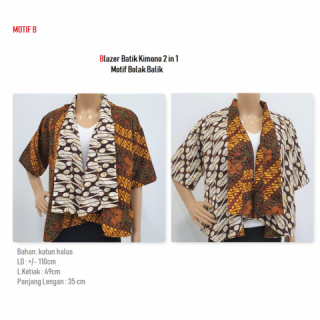 Bolero Batik Blazer Batik Kimono Motif Bolak Balik