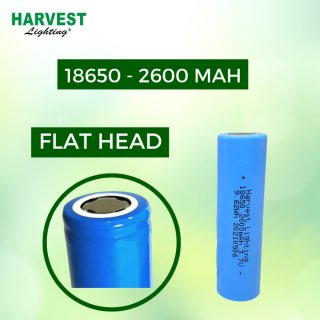 BATERAI 18650 BATTERY LITHIUM ION FLATHEAD HARVEST LED REAL CAPACITY - Flat 2600mAh