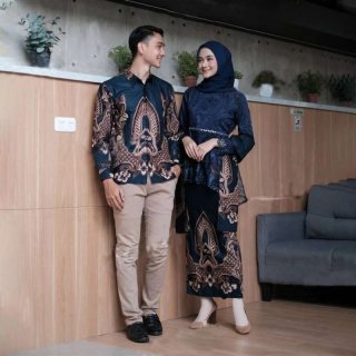 LB Couple Baju Kebaya Brukat Batik Kondangan Terbaru Payet Ruffle 2