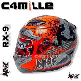 HELM NHK RX9 TOXIC ORANGE FLUO DOUBLE VISOR FULL FACE