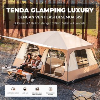 Tenda Camping Luxury 4 Ventilasi | Tenda Outdoor 5-8 Orang Anti-UV (S) 