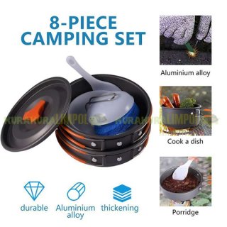 8pcs Alat Masak Camping Cooking Set Nesting Camping Outdoor DS 200