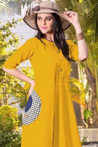 Buy online Yellow Short Kurti With Pleats On from Kurta Kurtis for Women by  Nakh for 989 at 24 off  2023 Limeroadcom