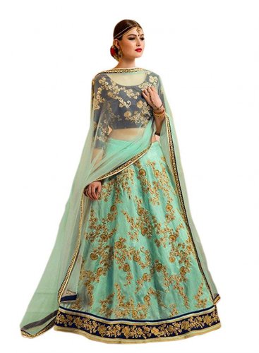 Superb Light Green Thread Embroidery Festive Wear Lehenga Choli at Rs  4999.00 in Surat | ID: 26440726630