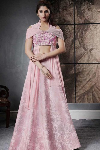 New Foloral Print And Embroidery Worked Designer Lehenga Saree – Fabvilla