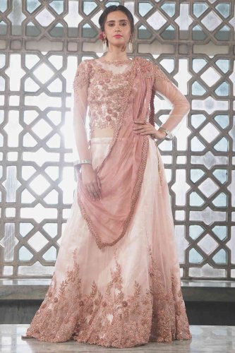 blush pink bridal lehenga