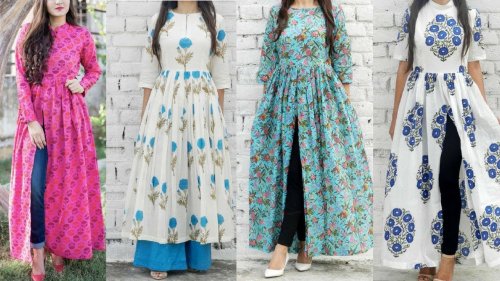 front cut kurtis with jeans