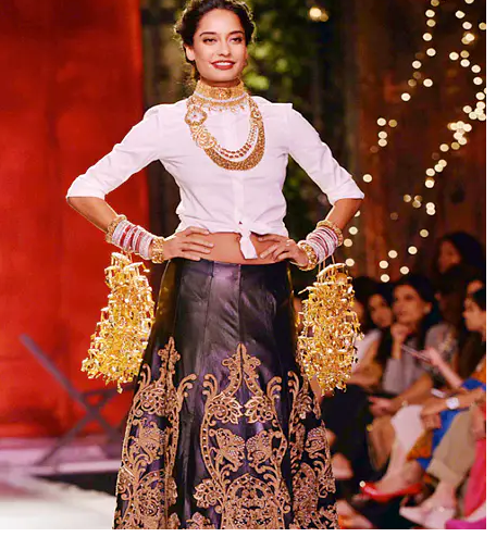 Grey Embroidered Lehenga Skirt With Striped Blouse Design by Siddartha  Tytler at Pernia's Pop Up Shop 2024